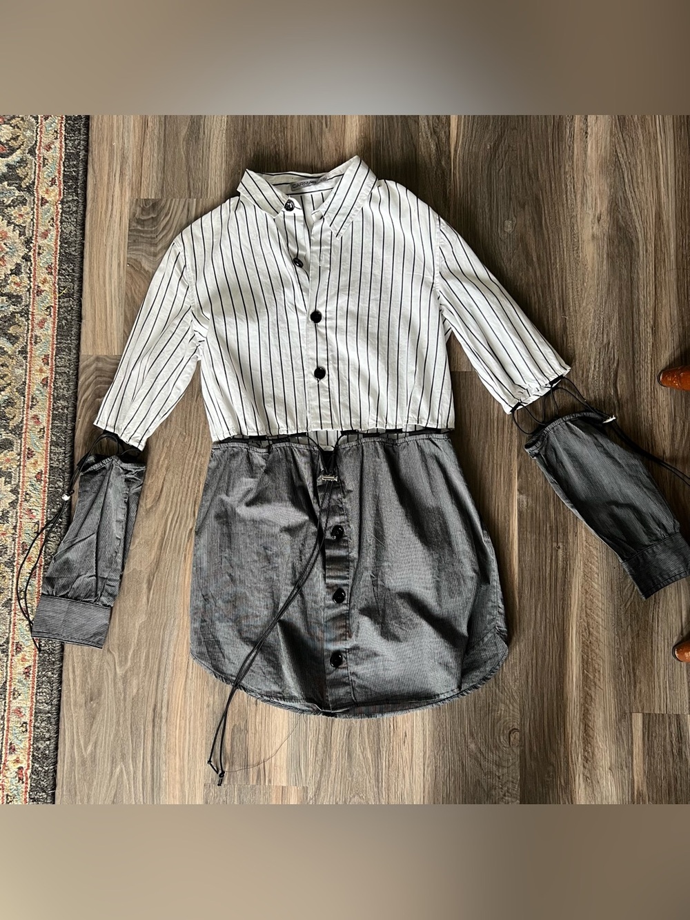 Carmar Girls Black & White Striped Button-Front Tunic